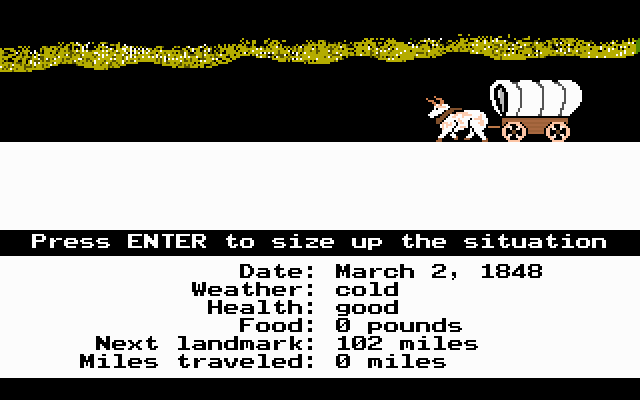 BTW, the Oregon Trail handheld that came out a year or a two ago? It seems to be a reimplementation, with graphics based on the MS-DOS version.