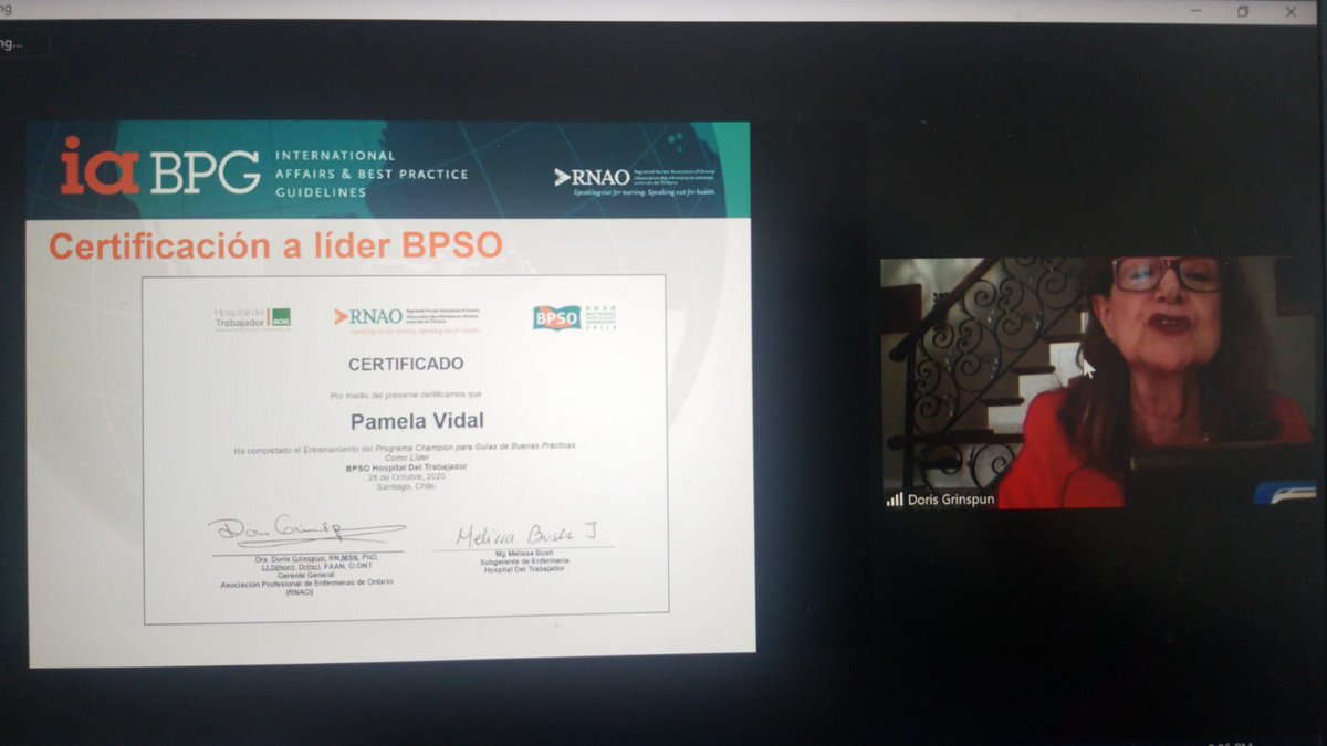 RNAO's tweet photo. Our CEO @DorisGrinspun presents #BPSO leader certificates to Pamela Vidal, Maribel Esparaza Bohorquez and Lina Granados!👏

@HdelTrabajador @BpsoDel #BPSOdel https://t.co/dfI37ICF4k