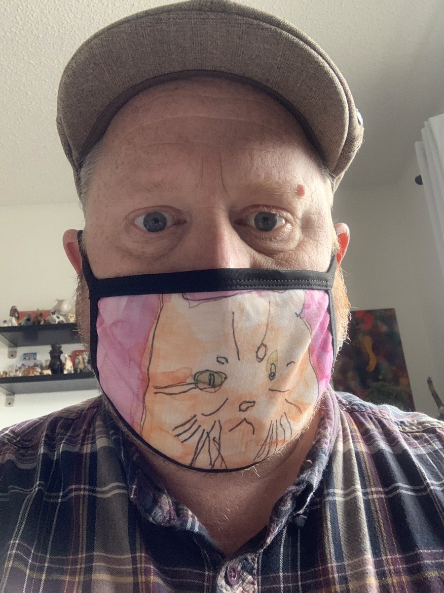 Want to wear some incredible art while keeping your moisture droplets at bay? Check out the new masks from @IndefiniteArts showcasing the work of artists living with disabilities. This one is by Amanda Varty. Go to ouriac.ca to order! @JSRyu2019 <a href="/JeffdeBoer9/">Jeff de Boer</a> #yyc