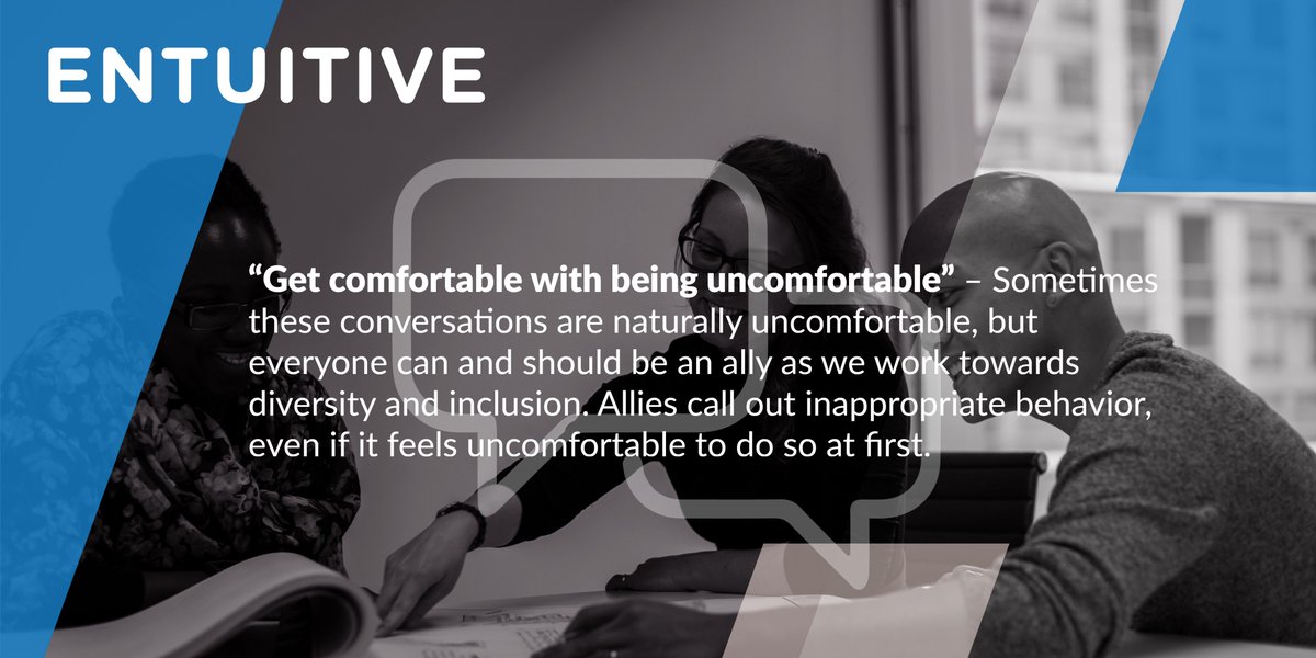 Recently Entuitive's New York office hosted @minettenorman for a virtual conversation on achieving meaningful #DiversityandInclusion in our industry.

Below is one of our top ten takeaways from this engaging hour of discussion.

You can find them all here: bit.ly/2TyBSXG
