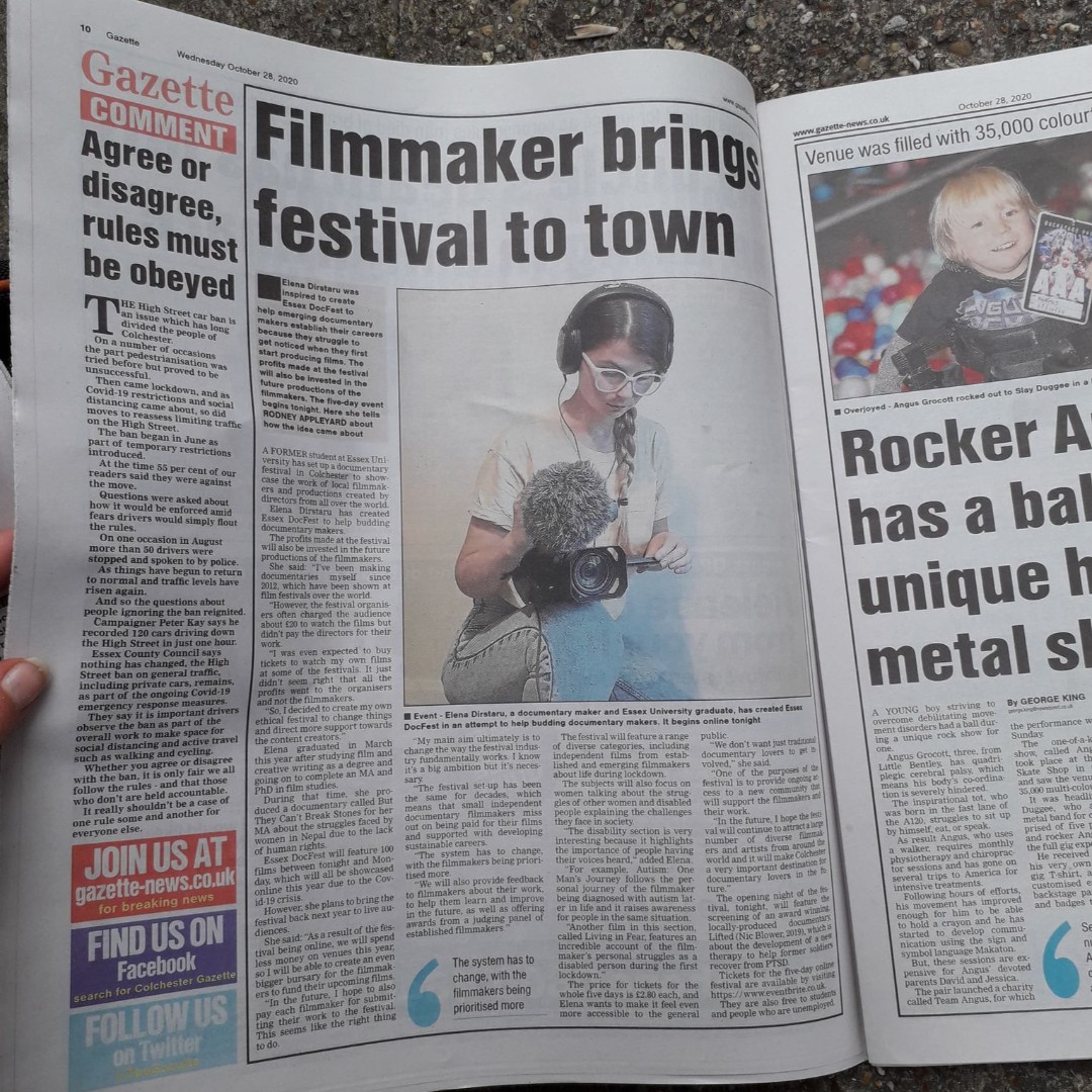 essexdocfest's tweet photo. We are in the Gazette! Thank you @rodneyappleyard for making this happen! https://t.co/suj9A8GaZQ