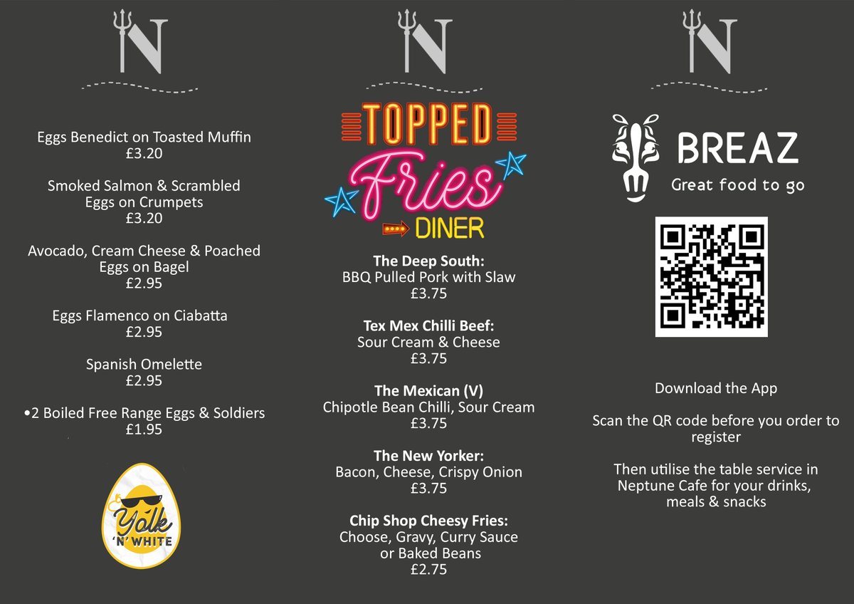 Newly reopening Neptune Cafe - HMS Nelson - come and test our the Breaz app.