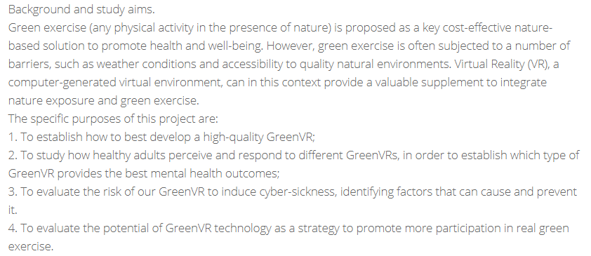 ISRCTN's tweet photo. The health-promoting potential of nature experiences in #VirtualReality
New study by @GioCalogiuri @HiInnlandet @Gogreenex registered at #ISRCTN
https://t.co/Tg9Qqff3MJ
#GreenVR #VirtualNature #GOGREENROUTES https://t.co/CTI1SCg38P