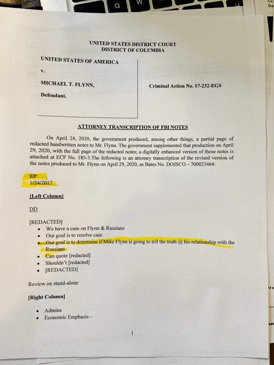 government reiterates, however, the content of those exhibits was not altered in any way.” Records include CI chief Bill Priestap’s handwritten notes on Flynn interview, “What’s our goal? Truth/Admission or to get him to lie, so we can prosecute him or get him fired?”  @CBSNews