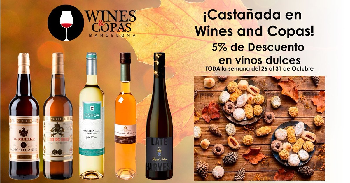 Llega la Castañada 🌰 y por ello en  Wines&amp;Copas durante toda esta semana hacemos un 5% de descuento en vinos dulces 🍷

#castañada #vinodulce #descuentos #winesandcopas