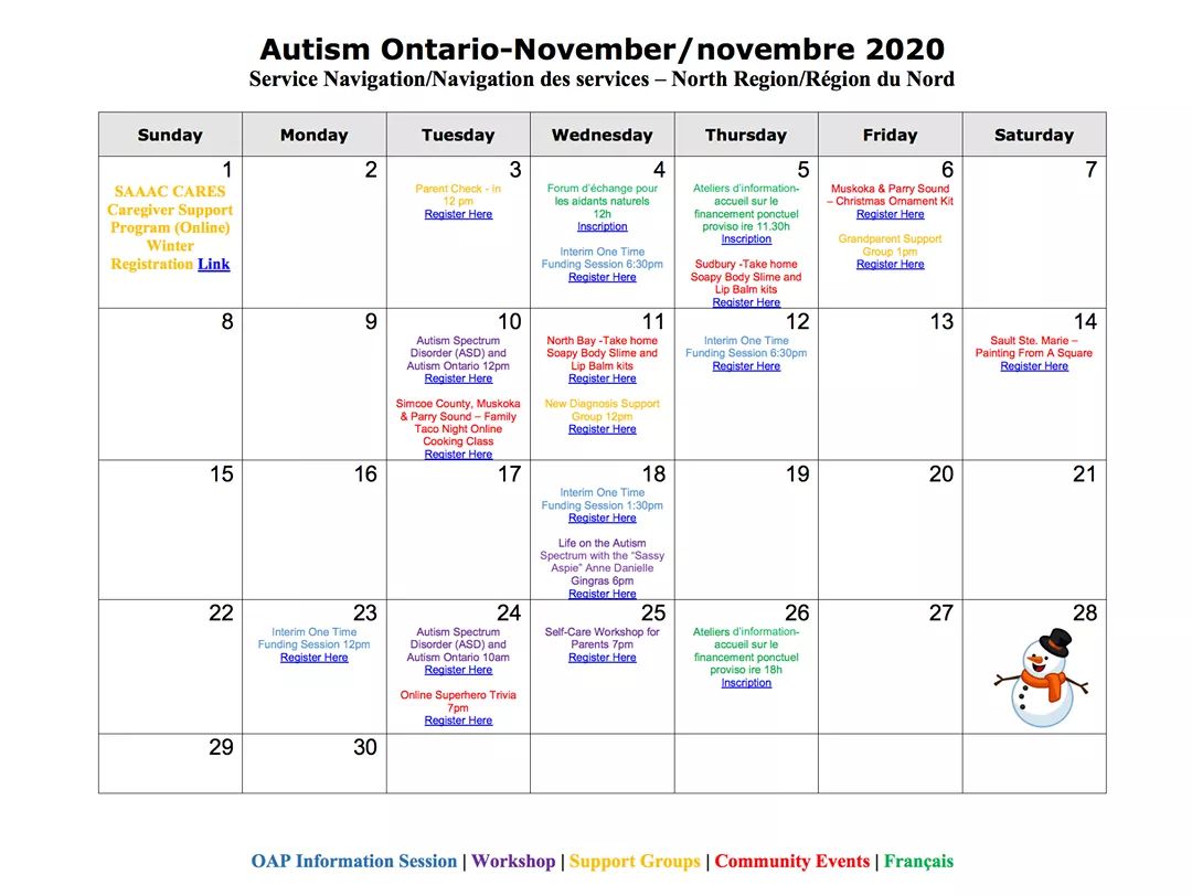 MichipicotenFN's tweet photo. Please share the Autism Ontario's Calendar of Events for the upcoming month of November #MFN #community https://t.co/bJRH6Pbgpr