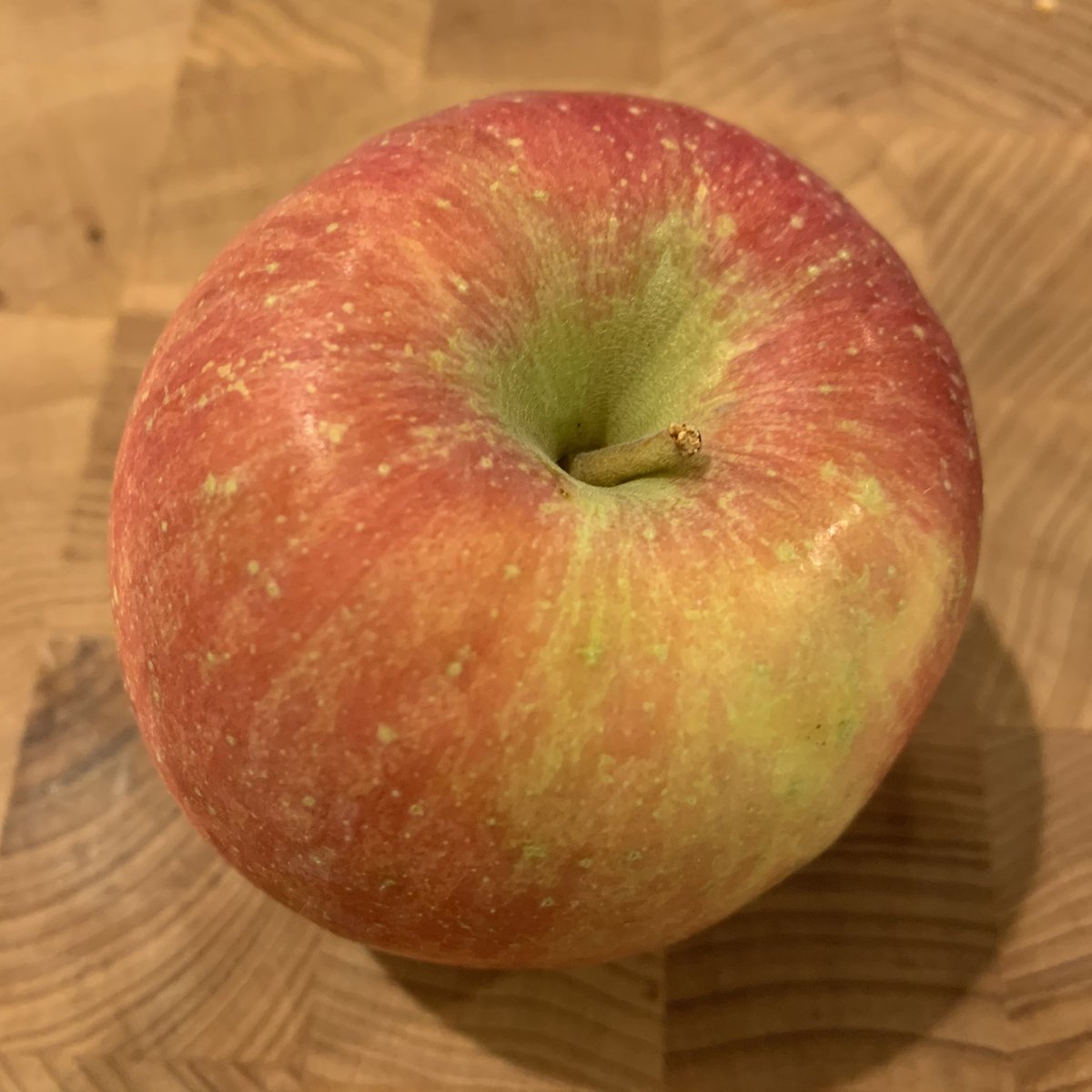 Braeburn, 1952, New Zealand - nice kinda spicy taste, neither overly tart nor overly sweet. A kinda tough skin (I’ve still got skin in my mouth long after the Apple has gone!) — but remarkably juicy flesh. Like... almost TOO juicy? WAP (wet ass pomme) 6/10