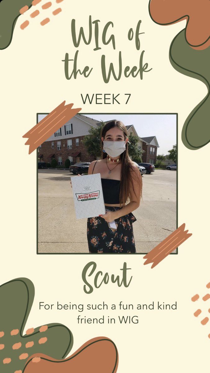 TAMUWIG's tweet photo. Week 7- Scout
Scout is such a fun and kind friend in WIG 💚 https://t.co/TJlOy1kTcM