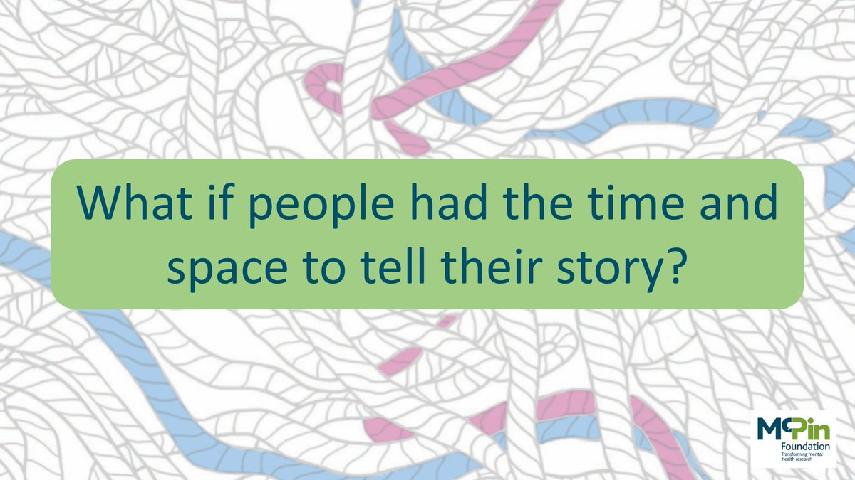 What would happen if people were given the time and space to tell their story? Not just their story of a recent crisis, but as much of their story as they wanted to tell. Could this help us support people better and improve our understanding of  #mentalhealth?1/13