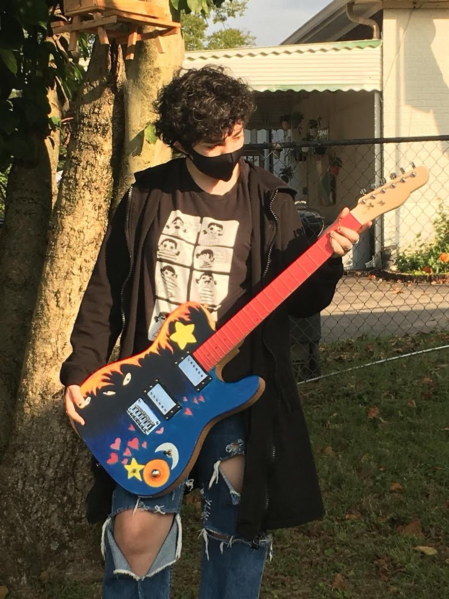 yeah_rocks_'s tweet photo. It's the last guitar! OMG! We are so excited to partner with some incredible youth artists to offer a customized guitar that YOU can win! Venmo @yeahrocks with a tax-deductible donation of $10 or more to enter. Winner on Halloween! https://t.co/ArSa7q6tx8