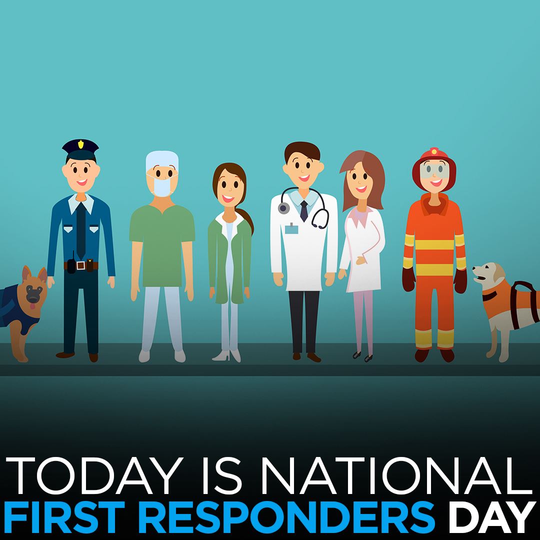 ABC7's tweet photo. We're sending a special THANK YOU to our local first responders and all of the brave men and women on the front lines today on #nationalfirstrespondersday💙 https://t.co/a1OdxZMRJf https://t.co/nllzp7JoPw
