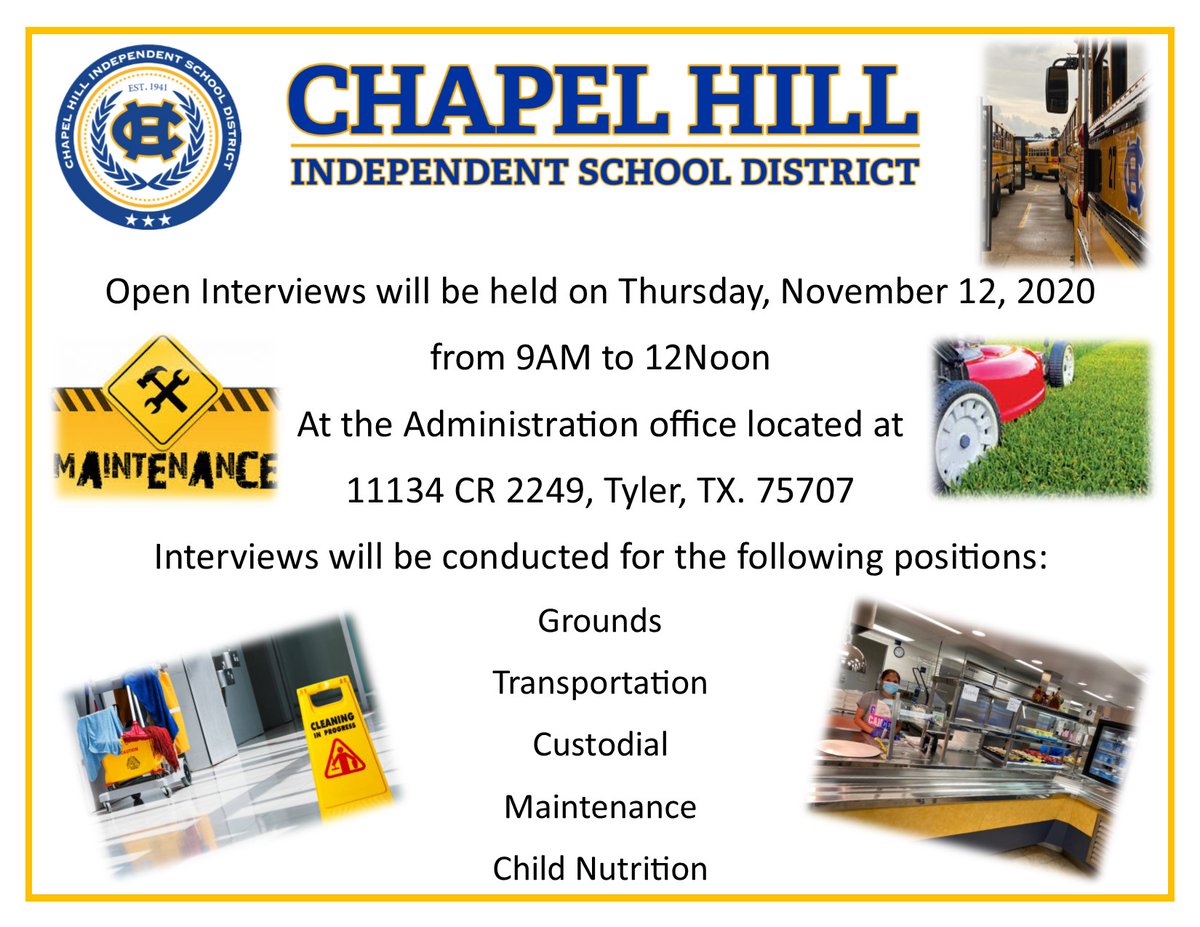 Chapel Hill ISD (@ChapelHill_ISD) on Twitter photo 28/10/2020 16:08:12 WE'RE HIRING! Spread the word! Come and join our fantastic team! WE'RE HIRING! Spread the word! Come and join our fantastic team!