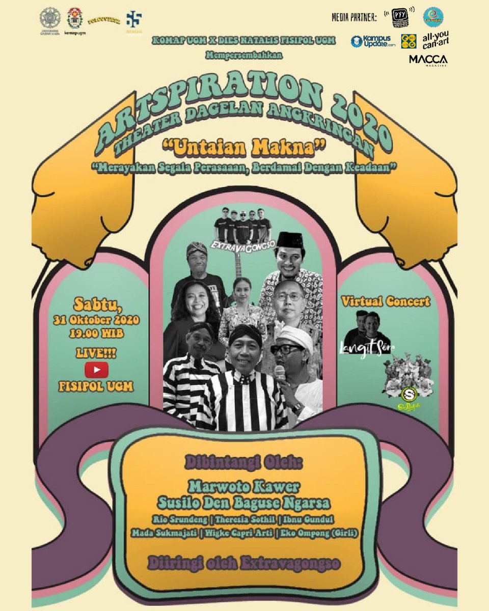 UGM_FESS's tweet photo. ugm_fess, ARTSPIRATION SEBENTAR LAGI 😱 catat tanggal pentingnya ya 🎭SABTU, 31 OKTOBER 2020🎭 Jangan sampai ketinggalan!! https://t.co/WQmzuz0zS4
