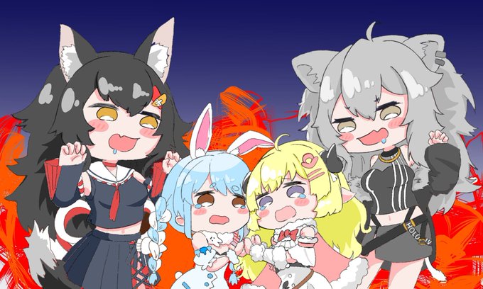 #みおーん絵
#ししらーと 
#つのまきあーと 
#ぺこらーと 
食物連鎖 