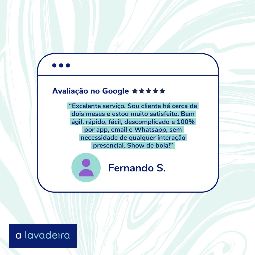 Ai, Fernando...💙 A gente agradece! Mas e você? Está esperando o que? Conheça A Lavadeira, simule o seu plano ideal e comece agora a economizar tempo e dinheiro! #ALavadeira #Lavanderia