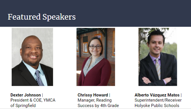 therenniecenter's tweet photo. Kicking off our panel discussion! Looking forward to hearing from Dexter Johnson of @YMCASpringfield, Chrissy Howard of @readby4thgrade, and @DrAVM2015 of @HPSHOLYOKE. Check out their bios here:
https://t.co/QLqAP22Pev #COE2020 https://t.co/CuU5PgY5Bm