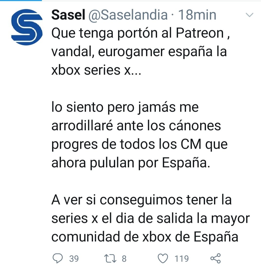 Después de tantos videos, tantos discursos, tantos insultos a otras comunidades y compañeros de plataforma,como puede ser que <a href="/Xbox_Spain/">Xbox España</a> no le haya enviado no una, no, sino 2 unidades de cada una de sus nuevas consolas? 
Ah,claro que es por orgullo, el suyo se supone. 
🤣🤣🤣