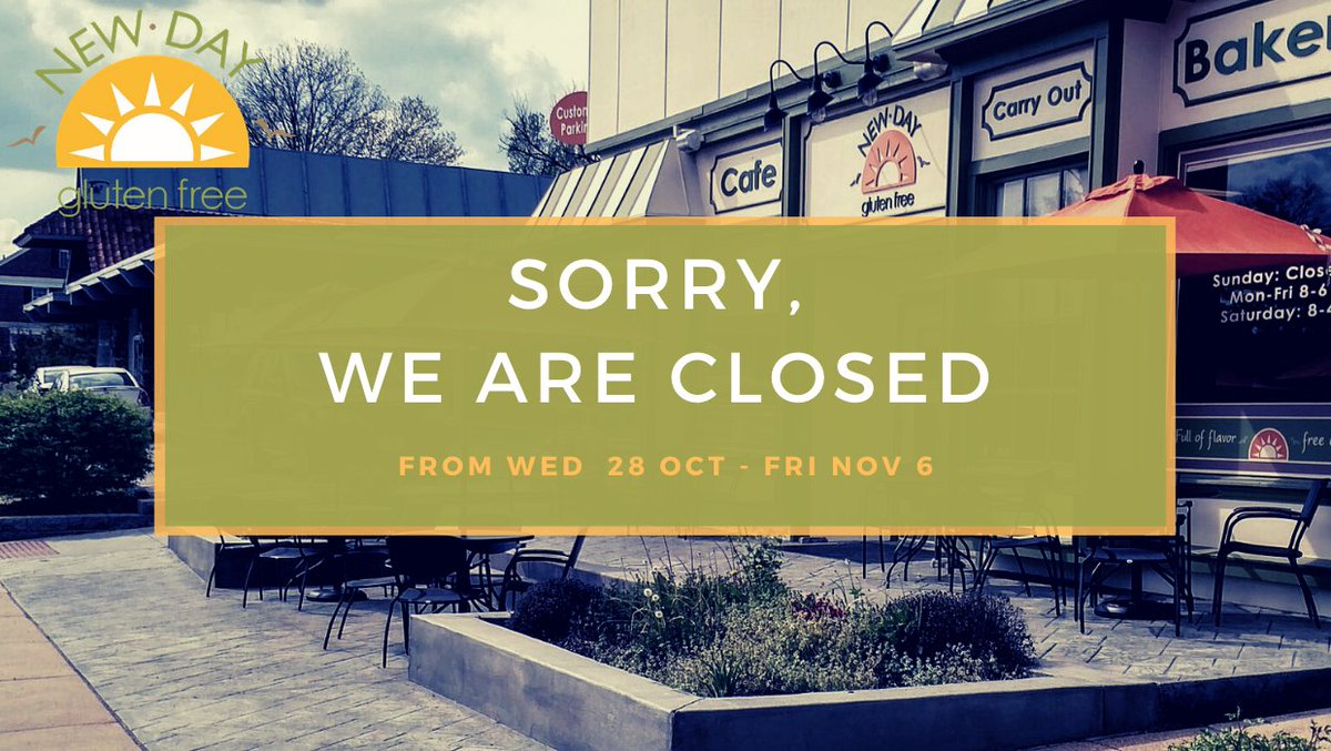 ❗️WE ARE CLOSED! OCT 28 - NOV 6❗️
We will be temporarily closed from Wednesday, October 28th through Friday, November 6th. 
We will reopen Saturday, November 7th.
Apologies for any inconvenience caused. 🙏 
- Lillie Danzer
#temporarilyclosed #newdaygf