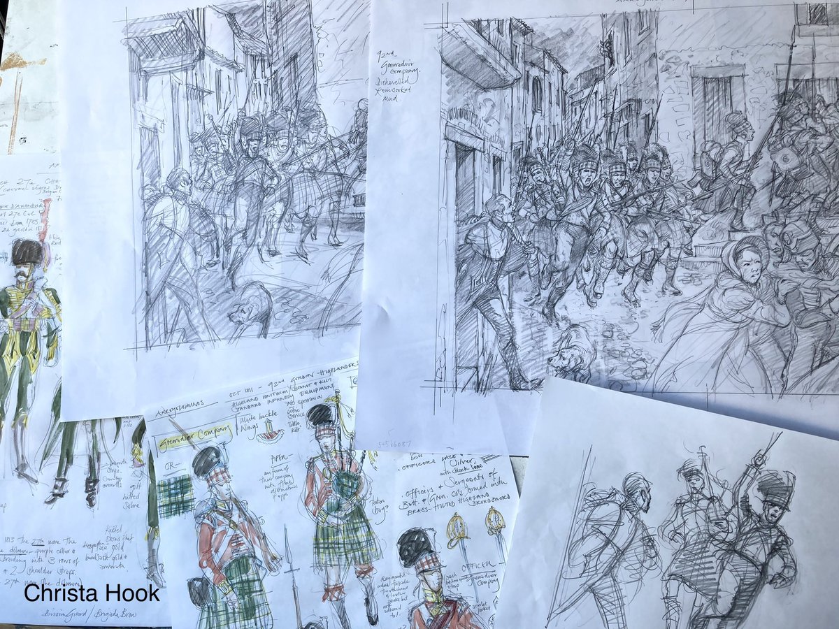 HookChrista's tweet photo. #OnThisDay 28th Oct 1811, the 92nd Foot charged into Arroyomolinos.
Preliminary studies for a painting for @Rob_Griffith_ forthcoming @helionbooks title At the Point of the Bayonet #WellingtonWednesday #gordonhighlanders #militaryart #OTD https://t.co/5gUImTDQ2T