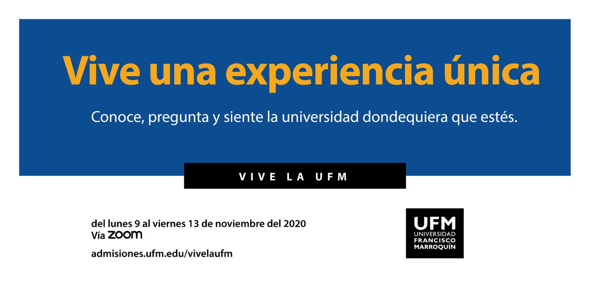 UFMedu's tweet photo. Explora las carreras que te ofrece la #UFM en el próximo #VivelaUFM. Inscríbete ingresando: https://t.co/SOHI7Djktq | #UFMVirtual https://t.co/R9PbOY1s52