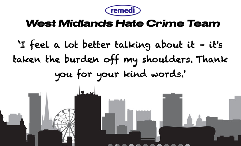 Remedi (@remedirj) on Twitter photo Of victims reporting Hate Crime in Birmingham – 93% have been contacted back by <a href="/remediuk/">Remedi UK</a> within 48 hours in the last 6 months
<a href="/RJCouncil/">Restorative Justice Council</a> <a href="/AssocPCCs/">Association of Police and Crime Commissioners</a> <a href="/WMPolice/">West Midlands Police</a> <a href="/WestMidsPCC/">WestMidsPCC</a> <a href="/westmidlandsRJ/">Restorative Justice</a> Of victims reporting Hate Crime in Birmingham – 93% have been contacted back by <a href="/remediuk/">Remedi UK</a> within 48 hours in the last 6 months
<a href="/RJCouncil/">Restorative Justice Council</a> <a href="/AssocPCCs/">Association of Police and Crime Commissioners</a> <a href="/WMPolice/">West Midlands Police</a> <a href="/WestMidsPCC/">WestMidsPCC</a> <a href="/westmidlandsRJ/">Restorative Justice</a>
