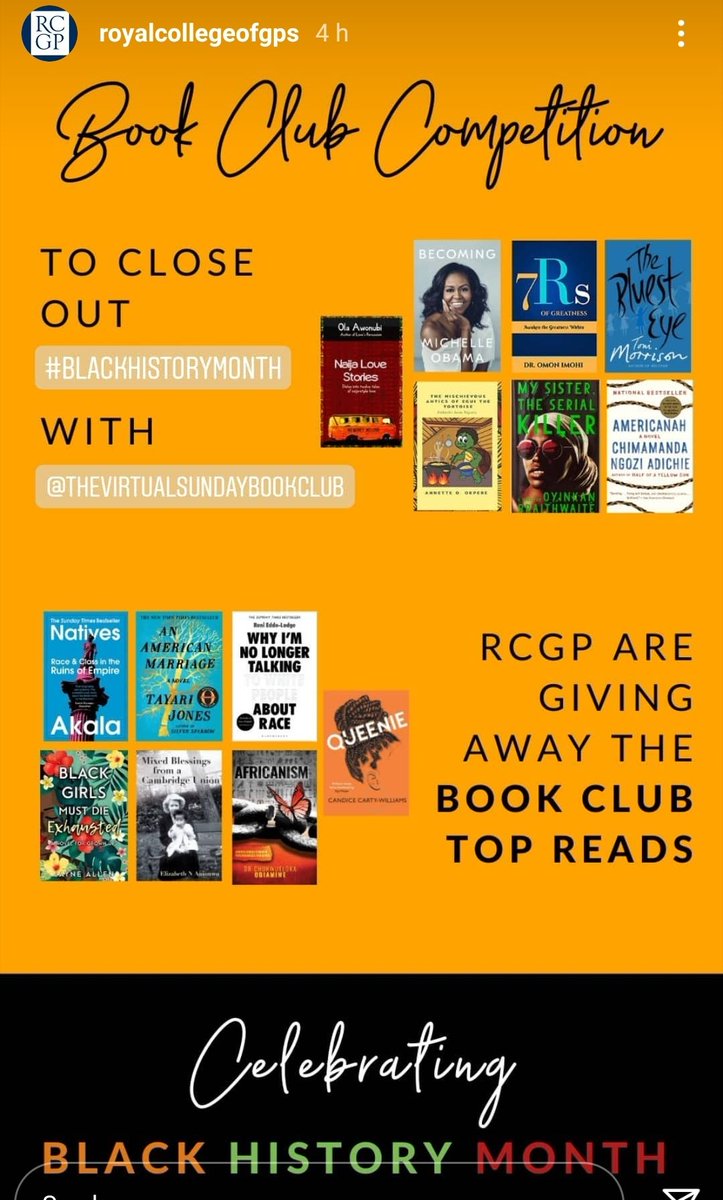 DrOmonImohi's tweet photo. Exciting news @rcgp Book Club is doing a giveaway as part of the #BlackHistoryMonth. The #7Rs, my #7rsofgreatness is on the list ππ€©
Check out their insta story and answer the question for a chance to win a book #bookclub #teamgp #author #rcgp #giveaway https://t.co/SjJyol2pIJ