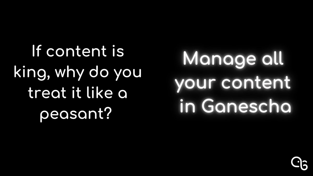 GaneschaLabs's tweet photo. If content is king, why do you treat it like a peasant? 
Ganescha is a Social Media Management Software which comes with a DAM. No need for buying two tools. https://t.co/gDVyBJNJeu