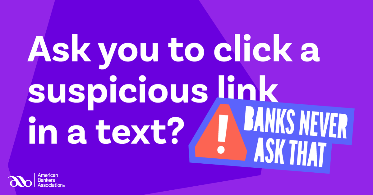 Century_Bank's tweet photo. We all get spammy texts. But what if it looks and sounds like your bank? Learn to spot scams and you could win $1,000, courtesy of the @American Bankers Association: https://t.co/t89E9z61va #BanksNeverAskThat https://t.co/CWztly7vef