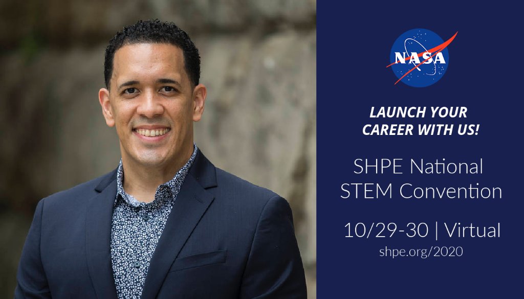 NASApeople's tweet image. Join us at @SHPE's virtual career fair tomorrow and Fri (Oct. 29-30) and discover how diversity drives innovation at NASA! Our #NASAPeople will be on hand to discuss engineering career paths and exciting opportunities for your work and career to make an impact. #SHPE2020