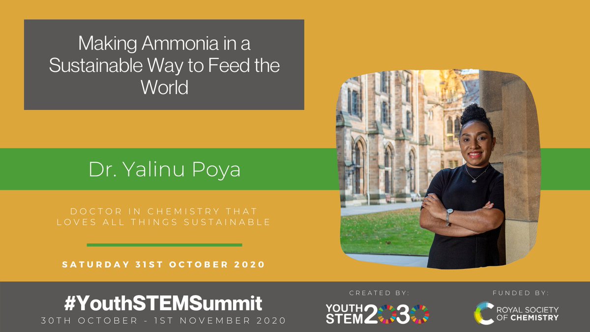 YouthSTEM2030's tweet photo. ⚡️ Meet Dr. Yalinu Poya (@YalinuPoya) who will take to the stage at the #YouthSTEMSummit on Saturday!
Yalinu is a multi-award winning Doctor in Chemistry and will be speaking on 'Making ammonia in a sustainable way to feed the world' 🌏
Free tickets ➡️ https://t.co/9EXOSefMcS https://t.co/olVICDPs2r