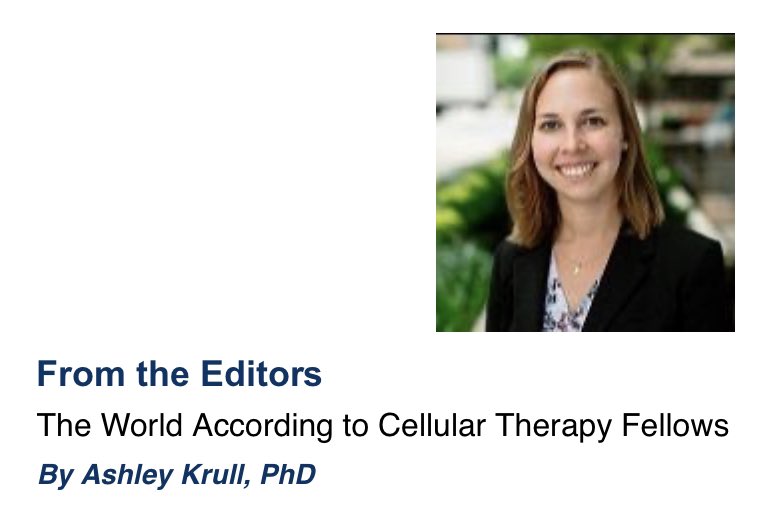 AshleyAKrull's tweet photo. World, meet Cell Therapy Fellows! Check out my editorial in the latest @ISCTglobal Telegraft to learn more about us! Thanks to @DrBeckyEpps and Drs. Shy and Wiltshire for contributing! #fellow #celltherapy #ISCTTogether https://t.co/8dgTJrd4Du https://t.co/wT7hKfA4bi