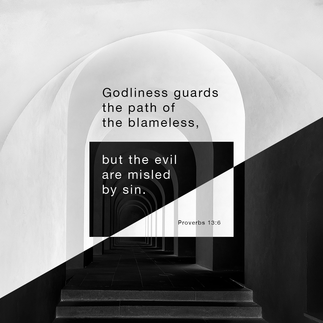 YouVersion's tweet photo. Righteousness guards the person of integrity, but wickedness overthrows the sinner. - Proverbs 13:6 https://t.co/tf6ZZZX8OX