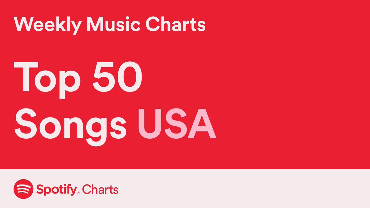 SPOTIFY USA TOP 50 CHARTS:Top 50 USA Songs — Songs with the highest weekly US streamsTop 50 USA Albums — Albums with the highest weekly US streamsCharts update every Monday