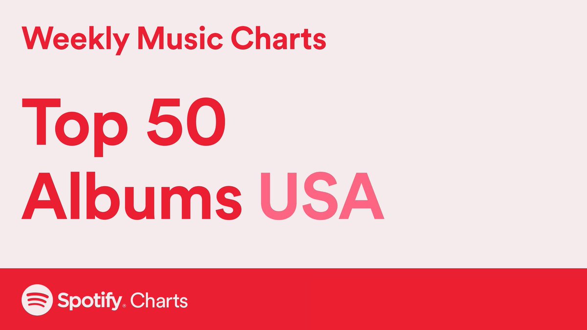 SPOTIFY USA TOP 50 CHARTS:Top 50 USA Songs — Songs with the highest weekly US streamsTop 50 USA Albums — Albums with the highest weekly US streamsCharts update every Monday