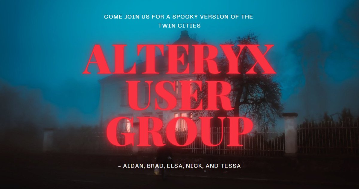 Come join our SPOOKY <a href="/alteryx/">Alteryx</a> User Group this afternoon from 3-4:30 PM Central. All are welcome!

We will cover:
🧙Trick or Treats (Awesome Alteryx Tricks)
🎃 Spooky Weekly Challenge Walkthroughs
🦇 The (Not So) Scary Server

Register here (if you dare!): pages.alteryx.com/usergroup-TC-Q…