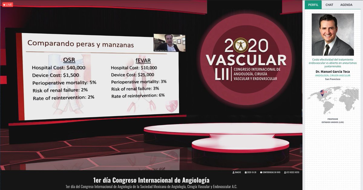 smacve_oficial's tweet photo. 📍LII Congreso Internacional de Angiología, Cirugía Vascular y Endovascular #Merida2020
TRATAMIENTO QUIRÚRGICO Y ENDOVASCULAR PARA AAA
“Costo efectividad del tratamiento endovascular vs abierto en aneurismas yuxtarrenales”
Dr. Manuel García Toca
C. Vascular y Endovascular
EUA https://t.co/TLm1XZqut2