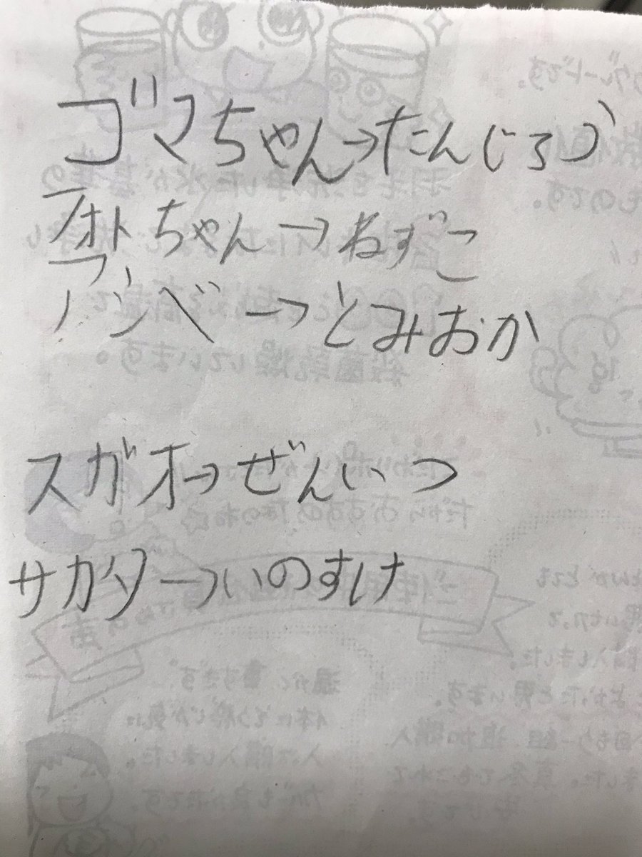 最近子ども達は鬼滅にハマっていますが、ゴマちゃん好きの次男は何が何でもゴマちゃんが基本。
キャスティングのメモと、それを描いてました♫
#ゴマちゃん 