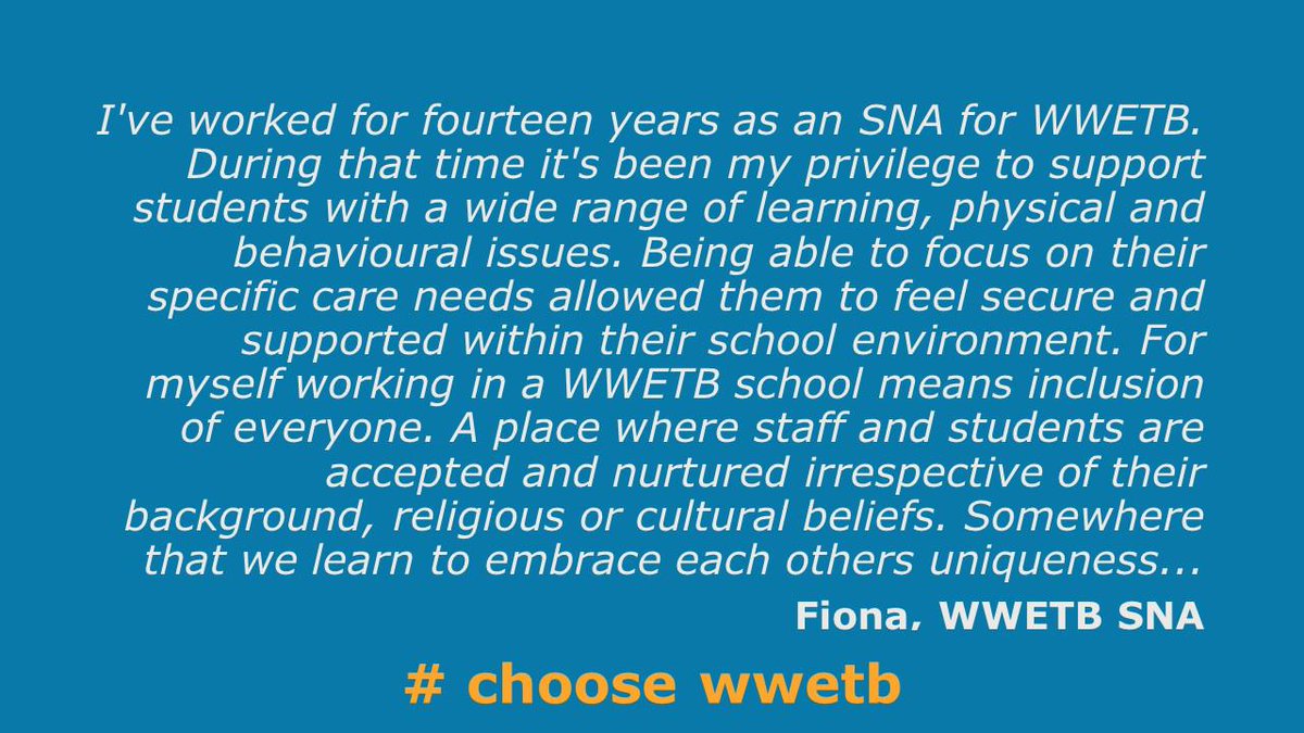SineadOHara10's tweet photo. Why choose WWETB as patron of a new Community College for Gorey 2021? These testimonials from a past pupil, one of our SNAs and one of our teachers (who is also a past pupil!) speak volumes. @WWETBOfficial @Gorey #community #quality #learningforlife #learnercentred #choosewwetb https://t.co/nAqZpp3i9g