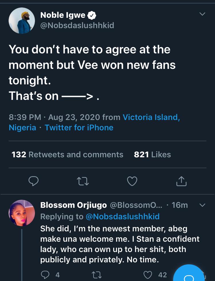 Iconic Day. When  @veeiye answered Ebuka's question with boldness while BrightO chickened out.That act earned her the title 'Queen of flames'.Vee gave us bragging rights She earned respect and got new fans.Damn, Vee baby i love your courage and boldness.