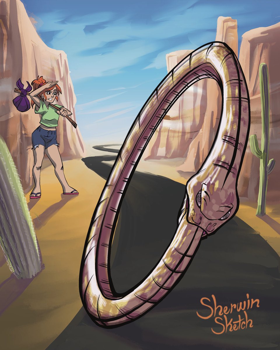 sherwin_sketch's tweet photo. The hoop snake is a creature from lumberjack folktales is one that chases its pray by biting onto its own tail and rolling towards them.
#dizzy #hoopsnake #inktober #inktober2020 #snake https://t.co/qyKZn7EAMO