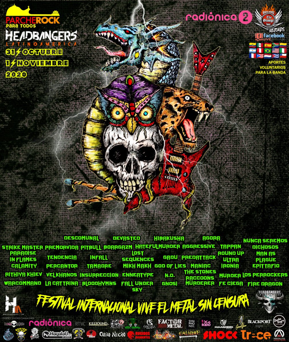 ShockCo's tweet photo. Un festival que reúne más de 30 bandas de 14 países durante dos días. @ParcheRock presenta “Vive el metal sin censura”: https://t.co/70LoFqzWbn https://t.co/Nv6MjTv3sW