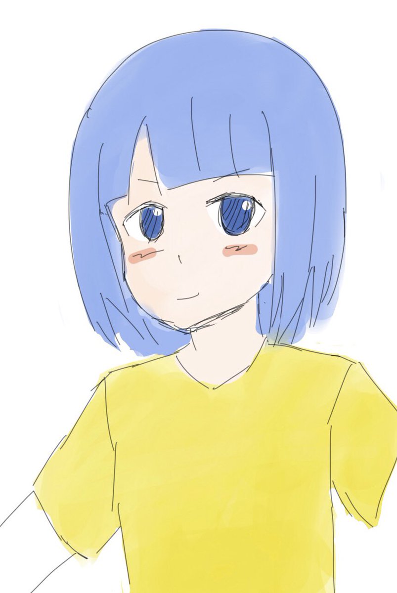 えれん 今日の練習イラスト 時間がないのでバストアップです 気分転換に普段塗らない色で髪色で塗ってみました