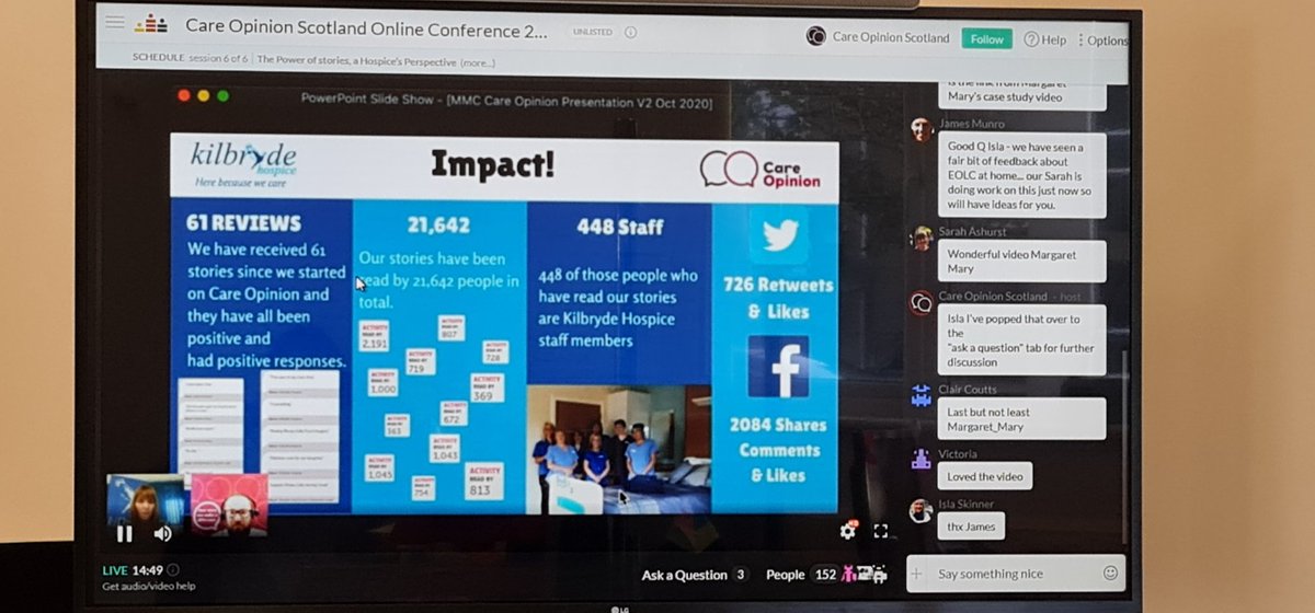earney86's tweet photo. Great stats on Kilbrides @careopinion journey. Showing the power of online feedback and social media interaction. Great that this positive feedback has been shared so widely #COSconf https://t.co/nvZ3XANGG1