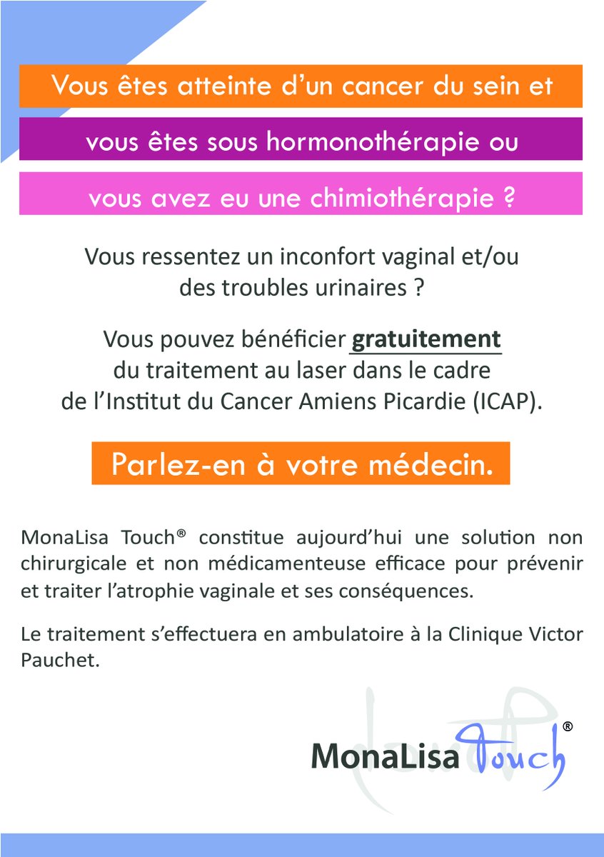 Les urologues et gynécologues de la Clinique mènent une étude sur la réjuvenation vaginale par le laser MonaLisa, des patientes soignées pour un cancer du sein.