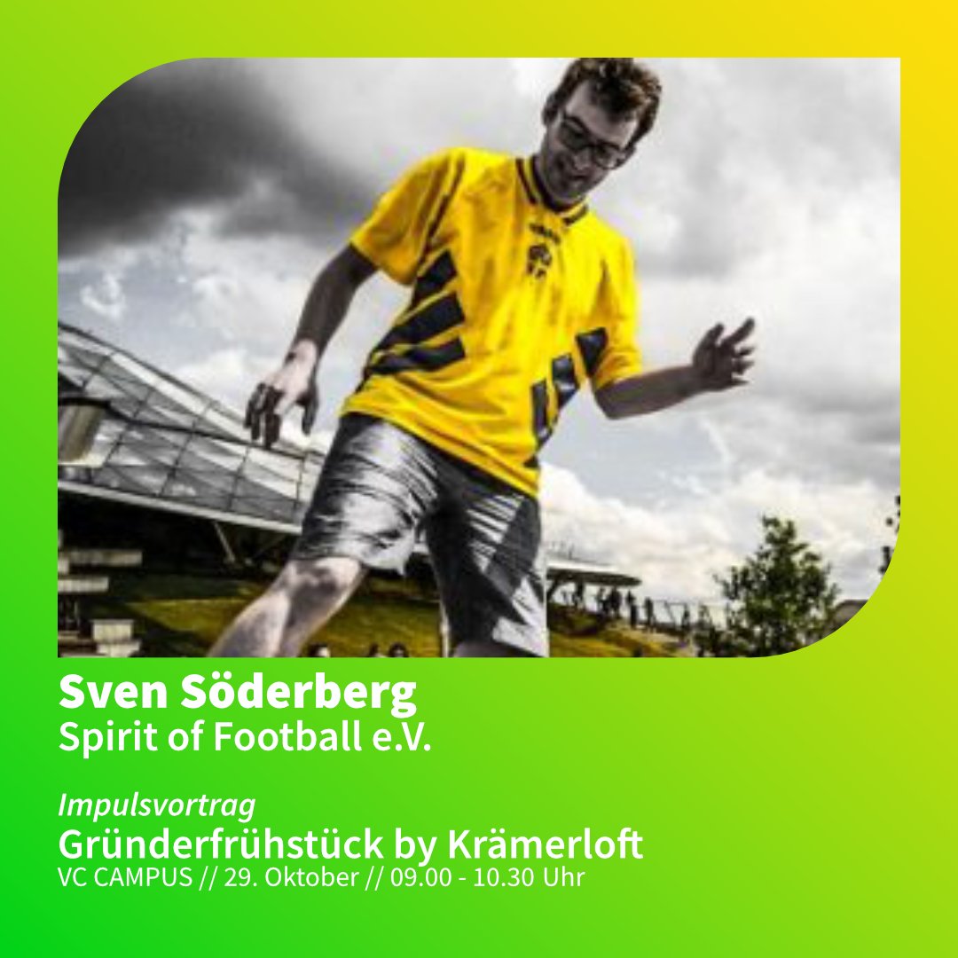 Ebenfalls beim Gründerfrühstuck by <a href="/kraemerloft/">KrämerLoft Erfurt</a> mit dabei Sven Söderberg .
.🌱🌿.
Martin-Arnold Schaarschmidt wird vom neuen Social Impulse Hub des Plattform e.V. &amp; Sven Soederberg von seinen Erfahrungen im Spirit of Football Projekt berichten.