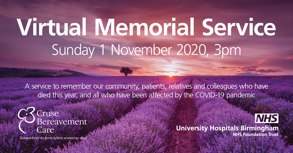 The Trust and @CruseBirmingham invite you to attend our virtual memorial service to remember members of our community who have died this year. Information about the service, along with a link to the broadcast and useful resources, will be available at bit.ly/2TsBZ6T