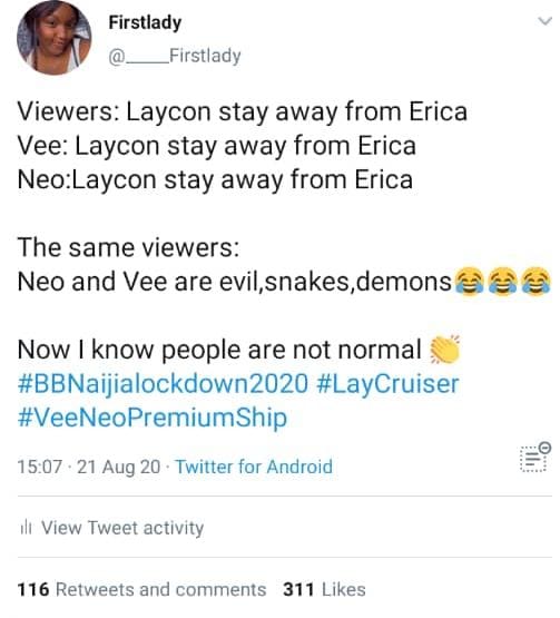 There were flames on the TL when  @NeoAkpofure and  @veeiye adviced  @itsLaycon .While some praised them for it, some parties were against it. It was a debate on the TLThe advice officially fueled the hate campaign on them but las las God gat them