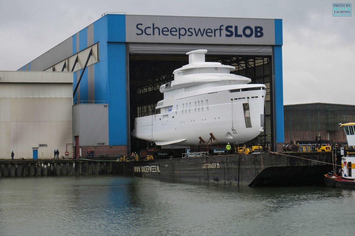 Dutchyachting's tweet photo. Some more images of the 55m/ 180'5" #Feadship #Project708 which had its technical launch in #Papendrecht today. Photos by @Dutchyachting. https://t.co/4GVhE2BGJj