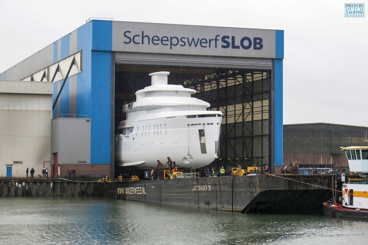 Dutchyachting's tweet photo. Some more images of the 55m/ 180'5" #Feadship #Project708 which had its technical launch in #Papendrecht today. Photos by @Dutchyachting. https://t.co/4GVhE2BGJj