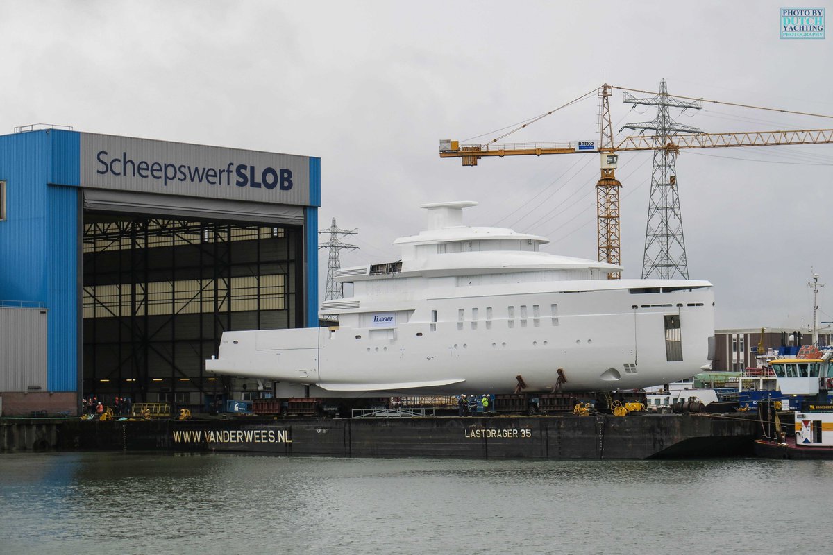 Dutchyachting's tweet photo. Some more images of the 55m/ 180'5" #Feadship #Project708 which had its technical launch in #Papendrecht today. Photos by @Dutchyachting. https://t.co/4GVhE2BGJj